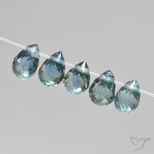 Gemme di Zaffiro Tono verde acqua naturale da 2.33 ct, Taglio briolette, VS