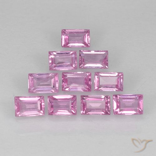 Gemme di Zaffiro Rosa porpora chiaro reale naturale da 1.04 ct, Taglio a baguette, VS