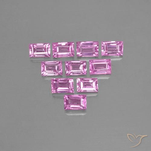 Gemme di Zaffiro Rosa chiaro naturale da 1.19 ct, Taglio a baguette, VS