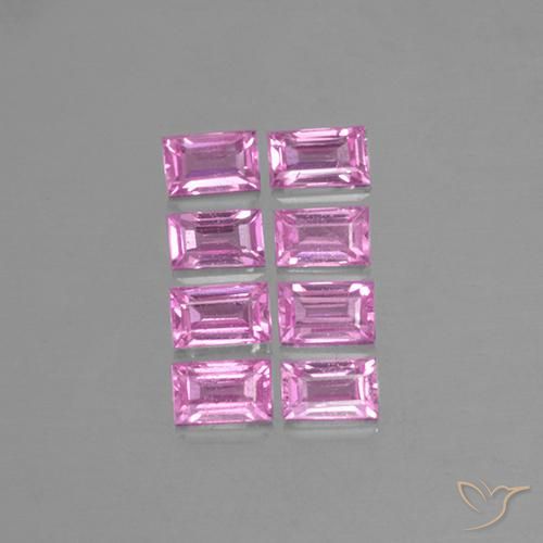 Gemme di Zaffiro Rosa porpora chiaro reale naturale da 1.03 ct, Taglio a baguette, VS