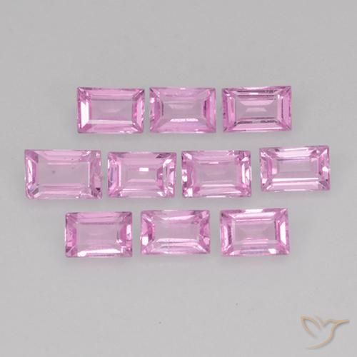 Gemme di Zaffiro Rosa viola reale molto chiaro naturale da 1.05 ct, Taglio a baguette, VS