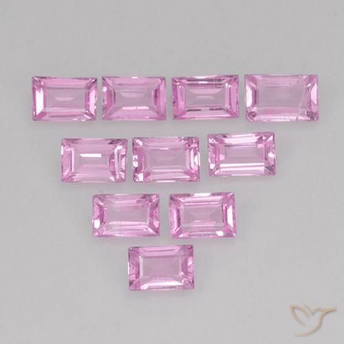 Gemme di Zaffiro Rosa viola reale molto chiaro naturale da 1.05 ct, Taglio a baguette, VS