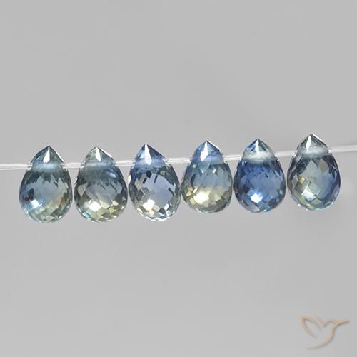 Gemme di Zaffiro Blu pastello naturale da 2.19 ct, Taglio briolette, VS