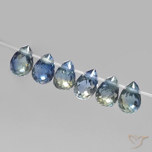 Gemme di Zaffiro Blu pastello naturale da 2.19 ct, Taglio briolette, VS