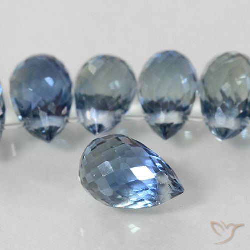 6.43ctw Naturale Blu pastello Zaffiro, Taglio briolette, VS