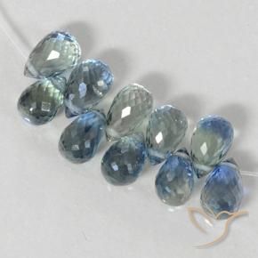 Gemme di Zaffiro Azzurro naturale da 7.25 ct, Taglio briolette, VS