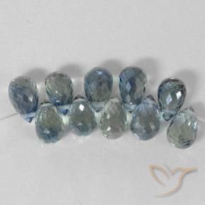 Gemme di Zaffiro Azzurro naturale da 7.25 ct, Taglio briolette, VS