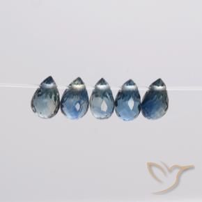 Gemme di Zaffiro Blu pastello naturale da 1.83 ct, Taglio briolette, VS