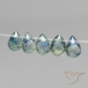 Gemme di Zaffiro Blu Medio Verde naturale da 1.97 ct, Taglio briolette, VS