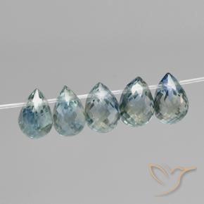 Gemme di Zaffiro Blu Medio Verde naturale da 1.97 ct, Taglio briolette, VS