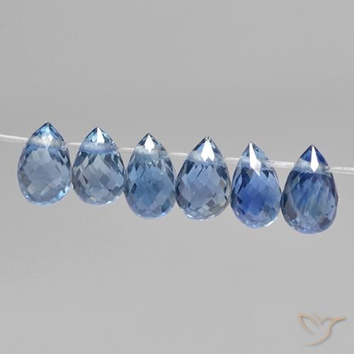 Gemme di Zaffiro Azzurro naturale da 2.04 ct, Taglio briolette, VS