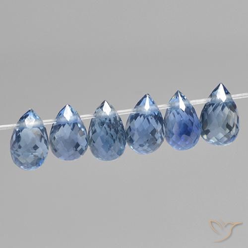 Gemme di Zaffiro Azzurro naturale da 2.04 ct, Taglio briolette, VS