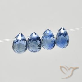 Gemme di Zaffiro Blu scuro medio naturale da 1.72 ct, Taglio briolette, VS