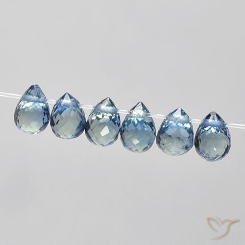 Gemme di Zaffiro Azzurro naturale da 2.18 ct, Taglio briolette, VS