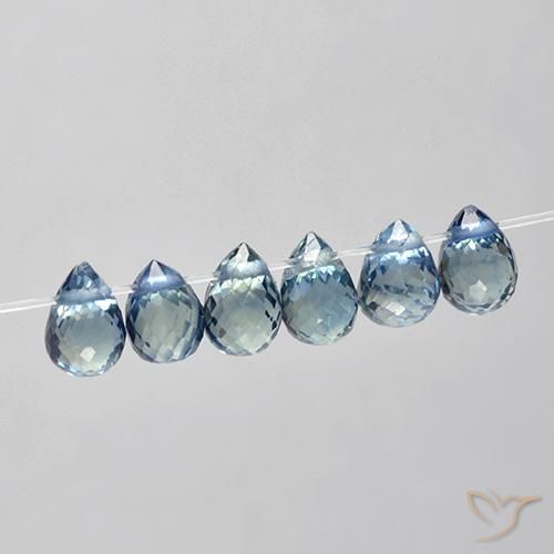 Gemme di Zaffiro Azzurro naturale da 2.18 ct, Taglio briolette, VS