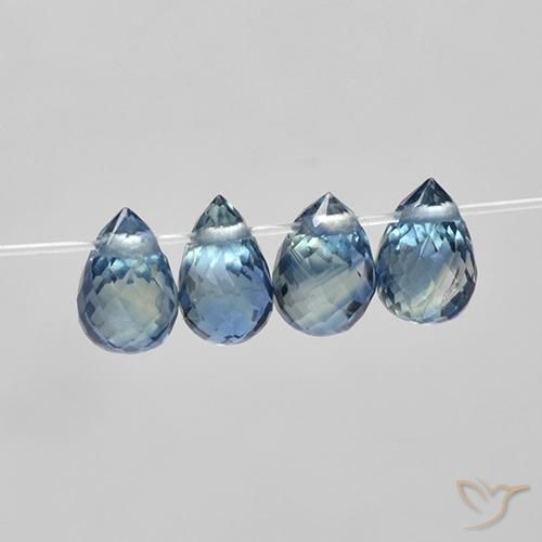 Gemme di Zaffiro Blu naturale da 1.78 ct, Taglio briolette, VS
