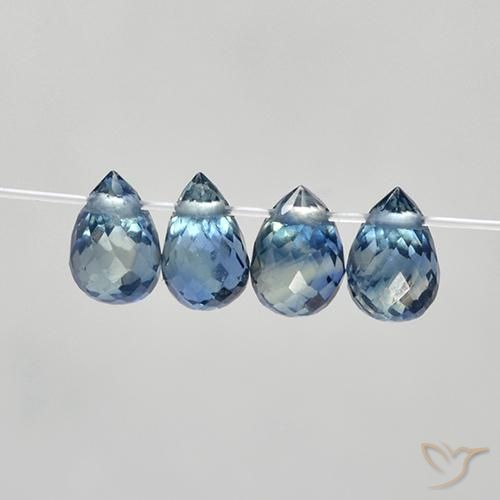 Gemme di Zaffiro Blu naturale da 1.78 ct, Taglio briolette, VS