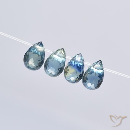 Gemme di Zaffiro Giallo Verde Blu naturale da 1.84 ct, Taglio briolette, VS