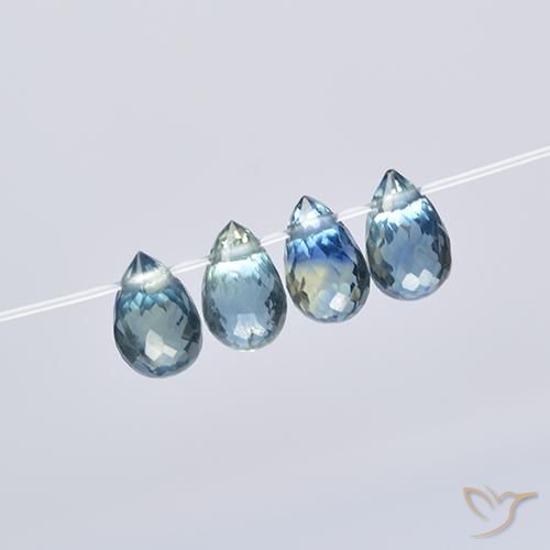 Gemme di Zaffiro Giallo Verde Blu naturale da 1.84 ct, Taglio briolette, VS