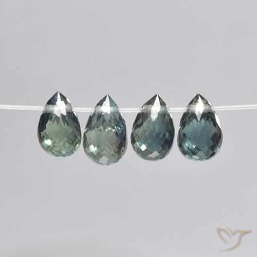 Gemme di Zaffiro Verdazzurro naturale da 2.78 ct, Taglio briolette, VS