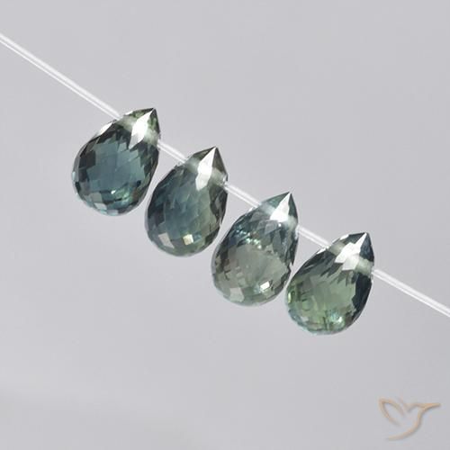 Gemme di Zaffiro Verdazzurro naturale da 2.78 ct, Taglio briolette, VS