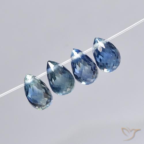 Gemme di Zaffiro Blu scuro naturale da 2.82 ct, Taglio briolette, VS
