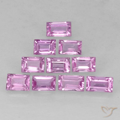 Gemme di Zaffiro Rosa porpora chiaro reale naturale da 1.19 ct, Taglio a baguette, VS