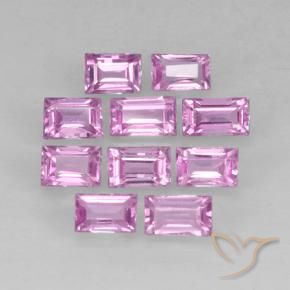 Gemme di Zaffiro Rosa porpora chiaro reale naturale da 1.19 ct, Taglio a baguette, VS