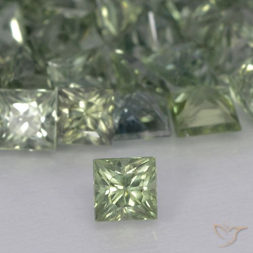 0.22ct Naturale Verde Salvia Chiaro Zaffiro, Quadrato, VVS-VS