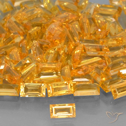 Zaffiro Arancio Medio naturale da 0.26 ct, Taglio a baguette, VVS-VS