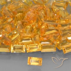 Zaffiro Arancio Medio naturale da 0.26 ct, Taglio a baguette, VVS-VS