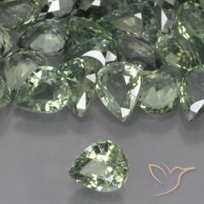 Zaffiro Verde chiaro naturale da 0.68 ct, Forma a pera, VVS-VS