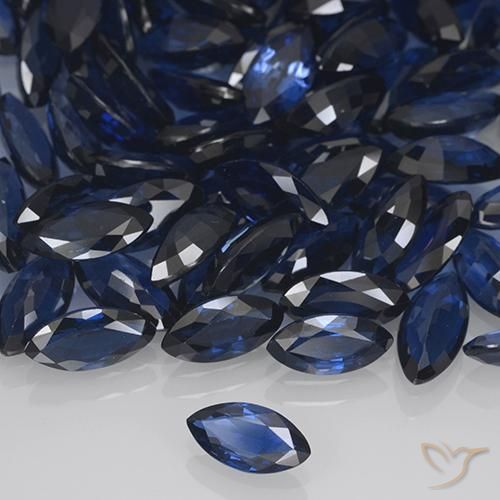 Zaffiro Blu scuro profondo naturale da 0.48 ct, Taglio marquise, VVS-VS
