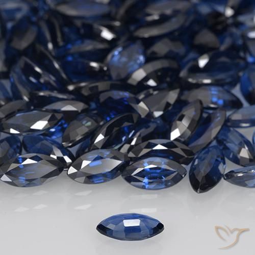 Zaffiro Blu scuro profondo naturale da 0.48 ct, Taglio marquise, VVS-VS