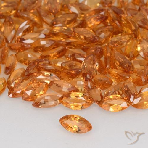 Zaffiro Arancia tigre naturale da 0.20 ct, Taglio marquise, VVS-VS