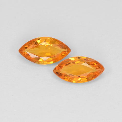 Gemme di Zaffiro Arancio Medio naturale da 0.92 ct, Taglio marquise, VS