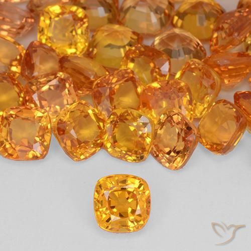 0.44ct Naturale Arancione brillante Zaffiro, Cuscino, VVS-VS