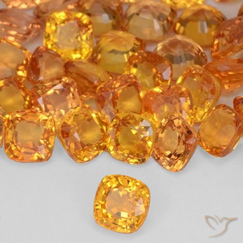 Zaffiro Arancione brillante naturale da 0.44 ct, Cuscino, VVS-VS