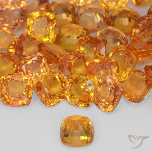 Zaffiro Arancione brillante naturale da 0.44 ct, Cuscino, VVS-VS