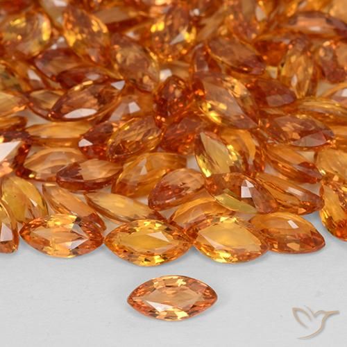 Zaffiro Arancione brillante naturale da 0.19 ct, Taglio marquise, VVS-VS