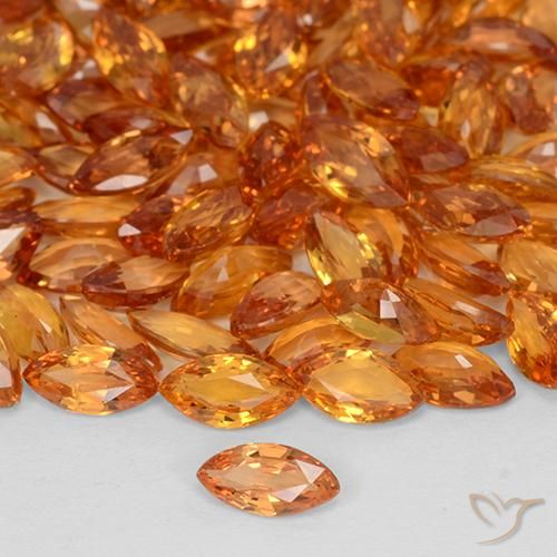 Zaffiro Arancione brillante naturale da 0.19 ct, Taglio marquise, VVS-VS