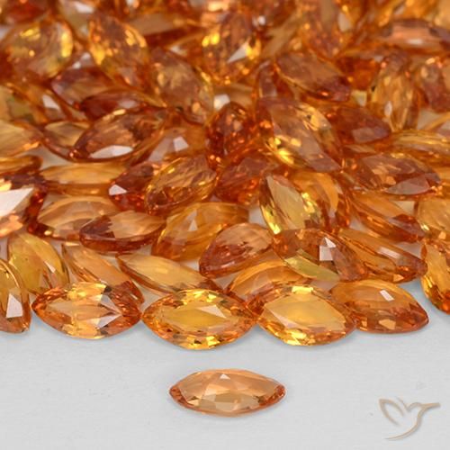 Zaffiro Arancione brillante naturale da 0.19 ct, Taglio marquise, VVS-VS