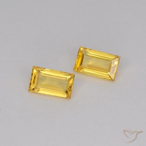 Gemme di Zaffiro Dorato naturale da 0.75 ct, Taglio a baguette, VS