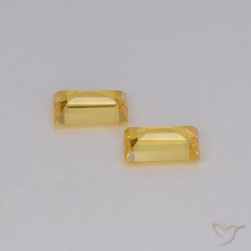 Gemme di Zaffiro Dorato naturale da 0.75 ct, Taglio a baguette, VS