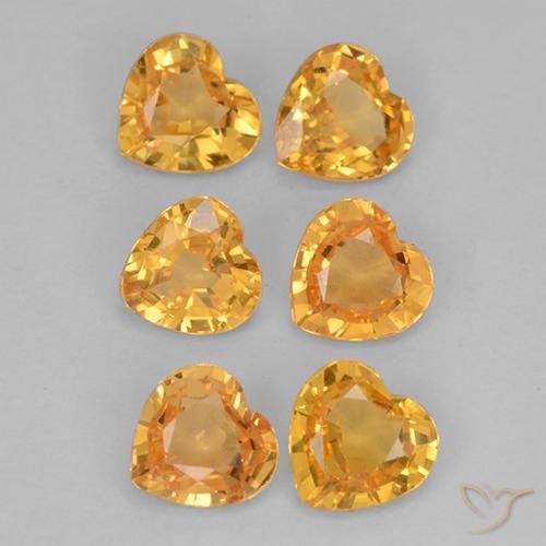 Gemme di Zaffiro Arancio intenso-OroG naturale da 1.16 ct, A forma di cuore, VS