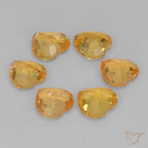 Gemme di Zaffiro Arancio intenso-OroG naturale da 1.16 ct, A forma di cuore, VS