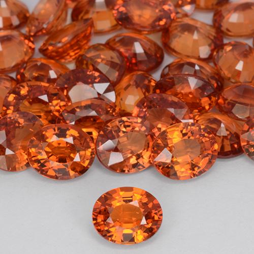 Zaffiro Arancione rossastra naturale da 0.81 ct, Ovale, VVS-VS