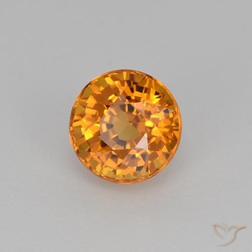 Zaffiro Arancio intenso-OroG naturale da 0.98 ct, Rotondo, VVS