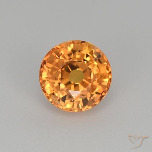 1.00ct Naturale Arancione scuro Zaffiro, Rotondo, VVS