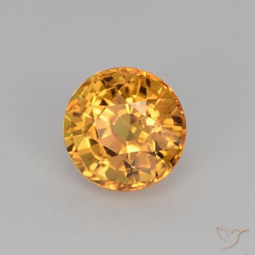 Zaffiro Arancio intenso-OroG naturale da 1.06 ct, Rotondo, VVS